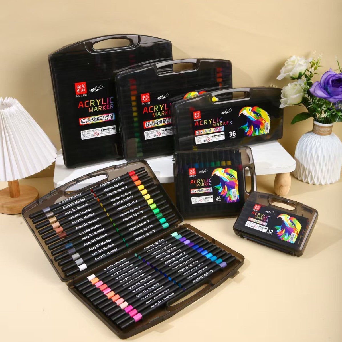 Markere Acrilice 12/set, Vârf Pensulă Soft Brush, pe Bază de Apa Engros