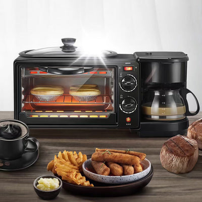 Aparat Multifuncțional 3 în 1 pentru Mic Dejun, 46.7x 28x21cm, Cuptor Electric 9L, Cafetieră 500ml și Plită Superioară, 2800W, SC-206 Engros