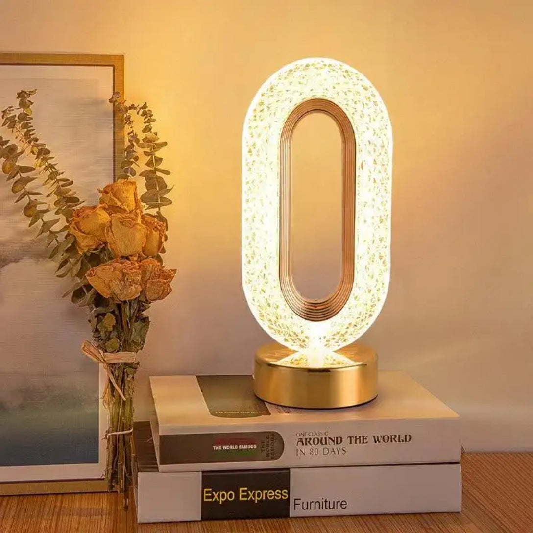 Lampă LED Decorativă 26x12x10cm Ovală cu Suport si Touch Control, Model Cristal cu 3 Moduri de Lumina Engros
