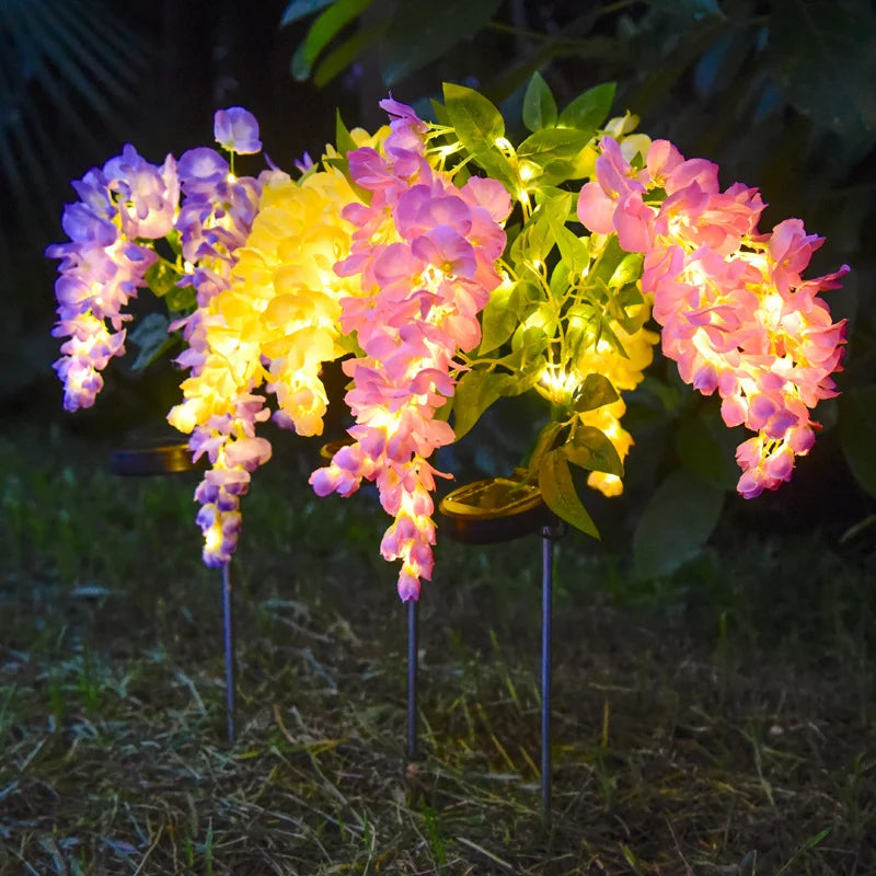 Lampă Solară LED 2/set, Model Flori Căzătoare Decorative, 80cm Panou Solar Integrat, Diferite Culori Engros