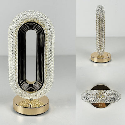 Lampă LED Decorativă 26x12x10cm Ovală cu Suport si Touch Control, Model Cristal cu 3 Moduri de Lumina Engros