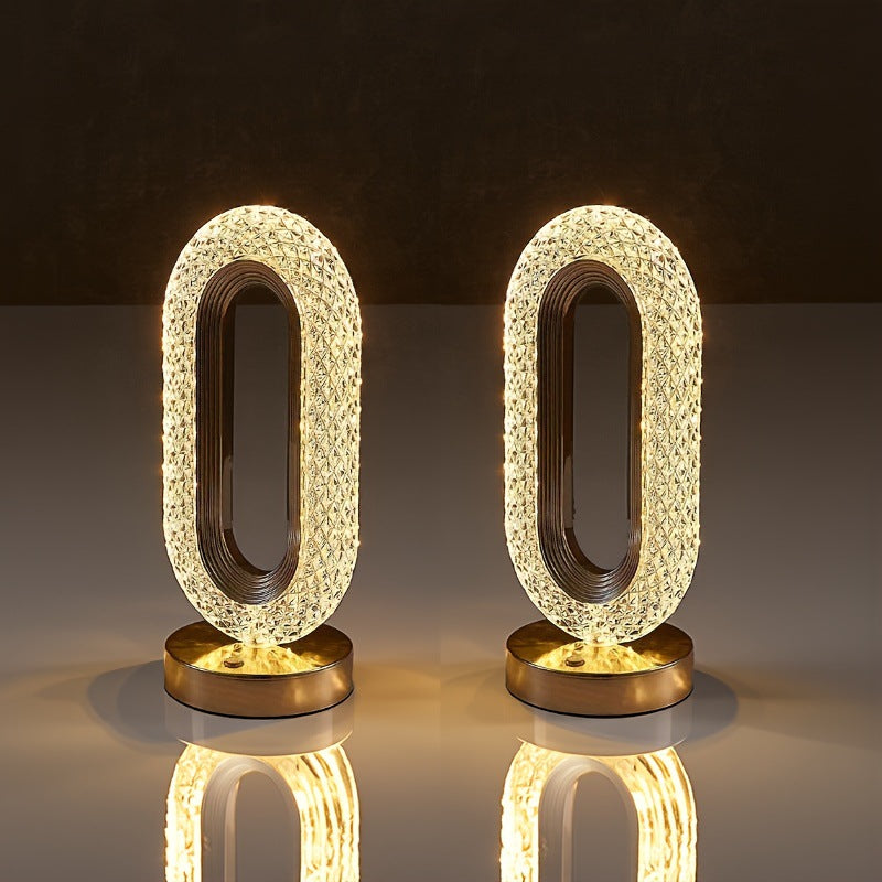 Lampă LED Decorativă 26x12x10cm Ovală cu Suport si Touch Control, Model Cristal cu 3 Moduri de Lumina Engros