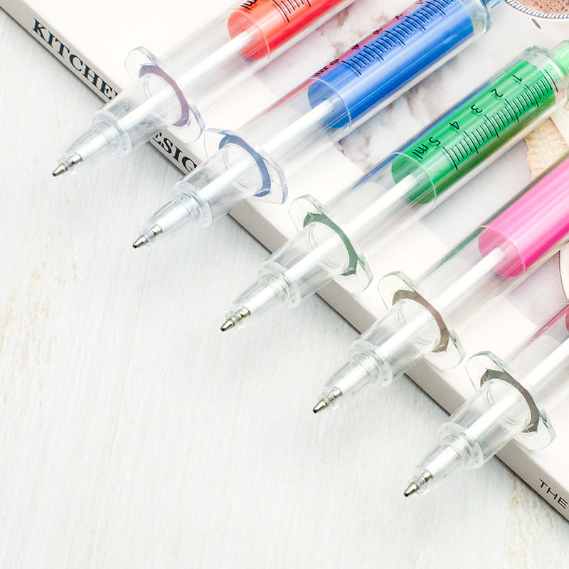 Pix 2 în 1 cu Marker Fluorescent 36/set, Pix cu Bilă, Model Seringă 14cm, Diferite Culori Engros