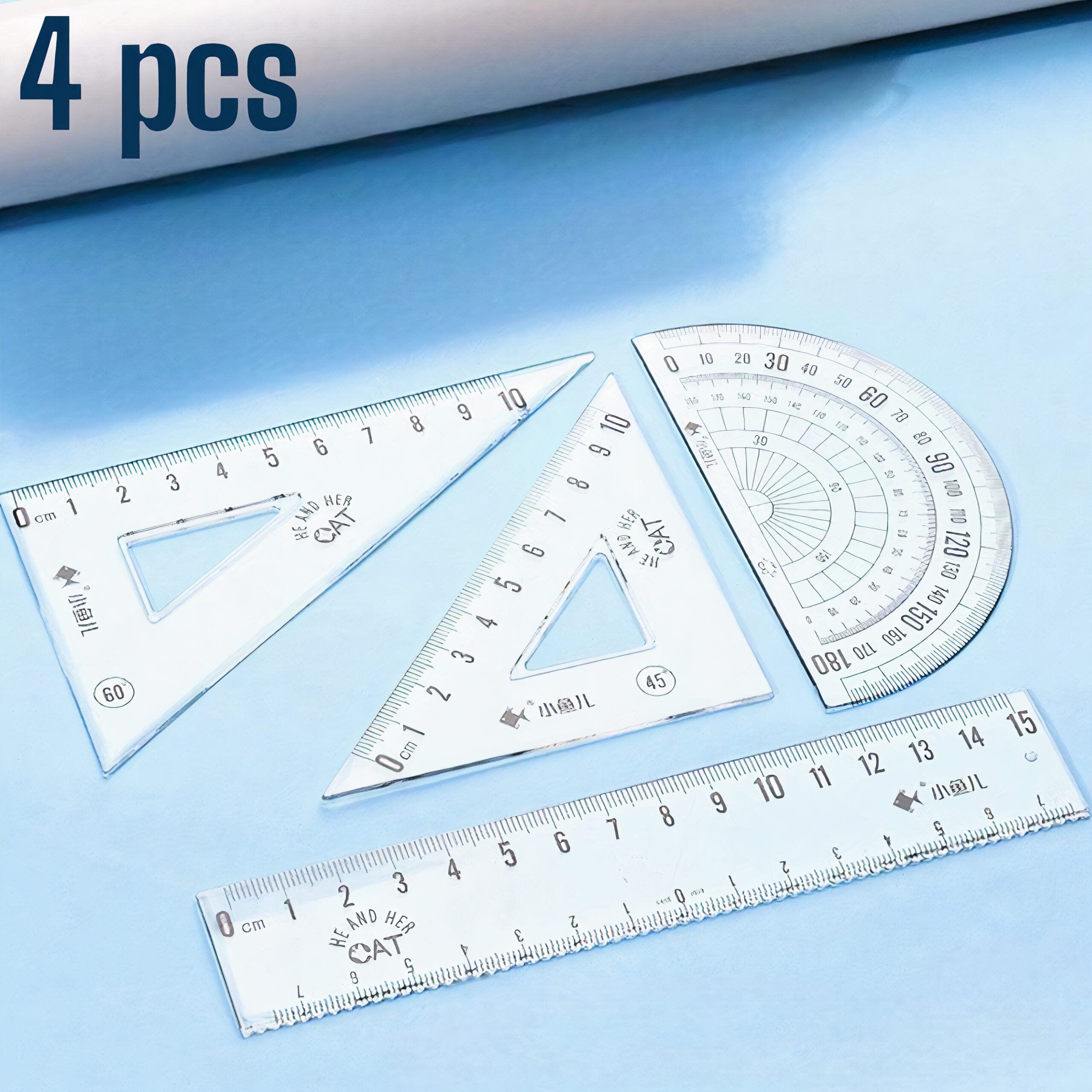 Trusa de Geometrie 24/Set, cu 4 Instrumente, Diferite Modele Engros