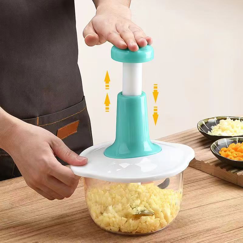 Tocator Manual 1.5L Multifuncțional, cu 3 Lame din Oțel Inoxidabil, 27cm, pentru Legume și Carne Engros