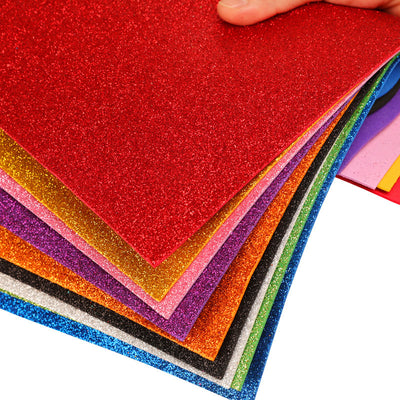 Coli din Spuma Autoadeziva cu Sclipici Glitter 20x30cm, 10 Buc/Set, Diferite Culori Engros