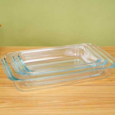 Vase Dreptunghiulare 3/set, din Sticla Termorezistenta 39.5x24x5cm, Transparente Engros