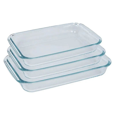 Vas Yena Dreptunghiular Mijotex, 3/set, Sticla Termorezistenta, 3 Dimensiuni, 34.5x21cm Engros