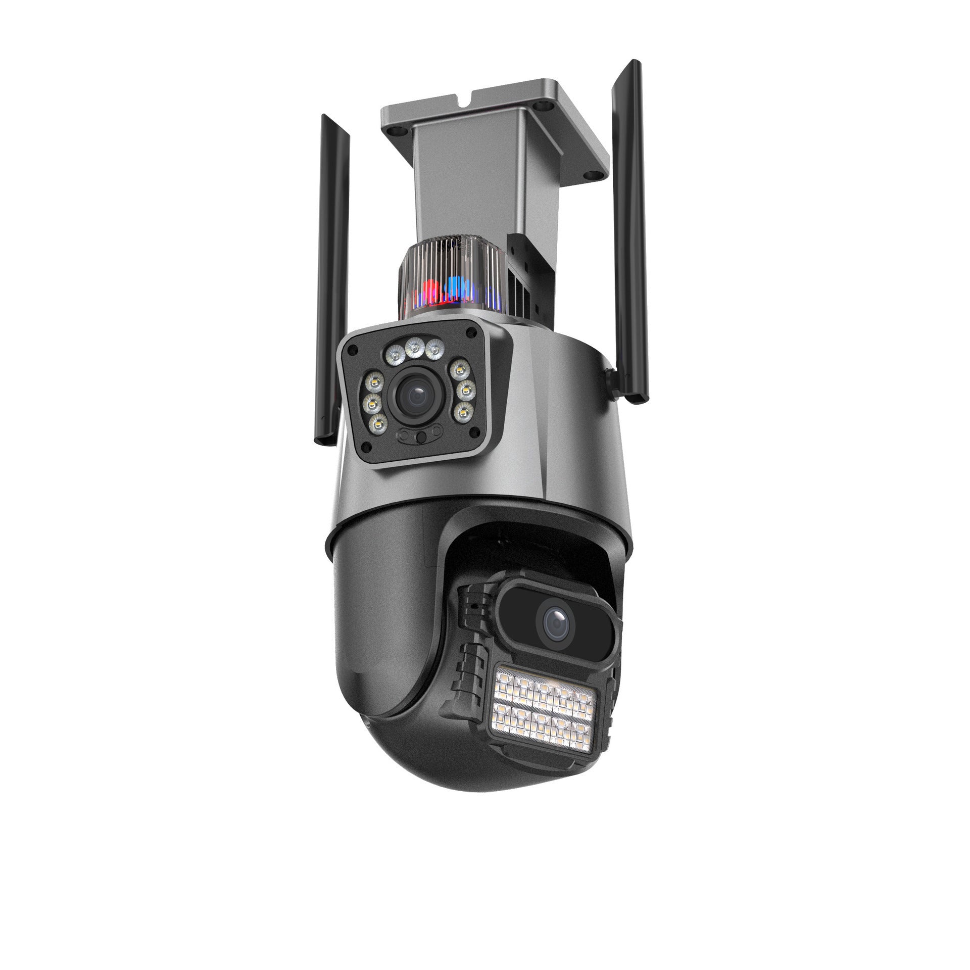 Cameră Supraveghere Wi-Fi Dual Lens 2 Camere Reale, 4G Ultra HD, Rotire 360°, Vedere Nocturnă Color, Alarmă LED, Audio Bidirecțional, Control prin Telefon, 2 Antene Externe Engros