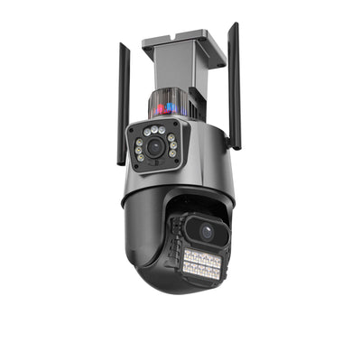 Cameră Supraveghere Wi-Fi Dual Lens 2 Camere Reale, 4G Ultra HD, Rotire 360°, Vedere Nocturnă Color, Alarmă LED, Audio Bidirecțional, Control prin Telefon, 2 Antene Externe Engros