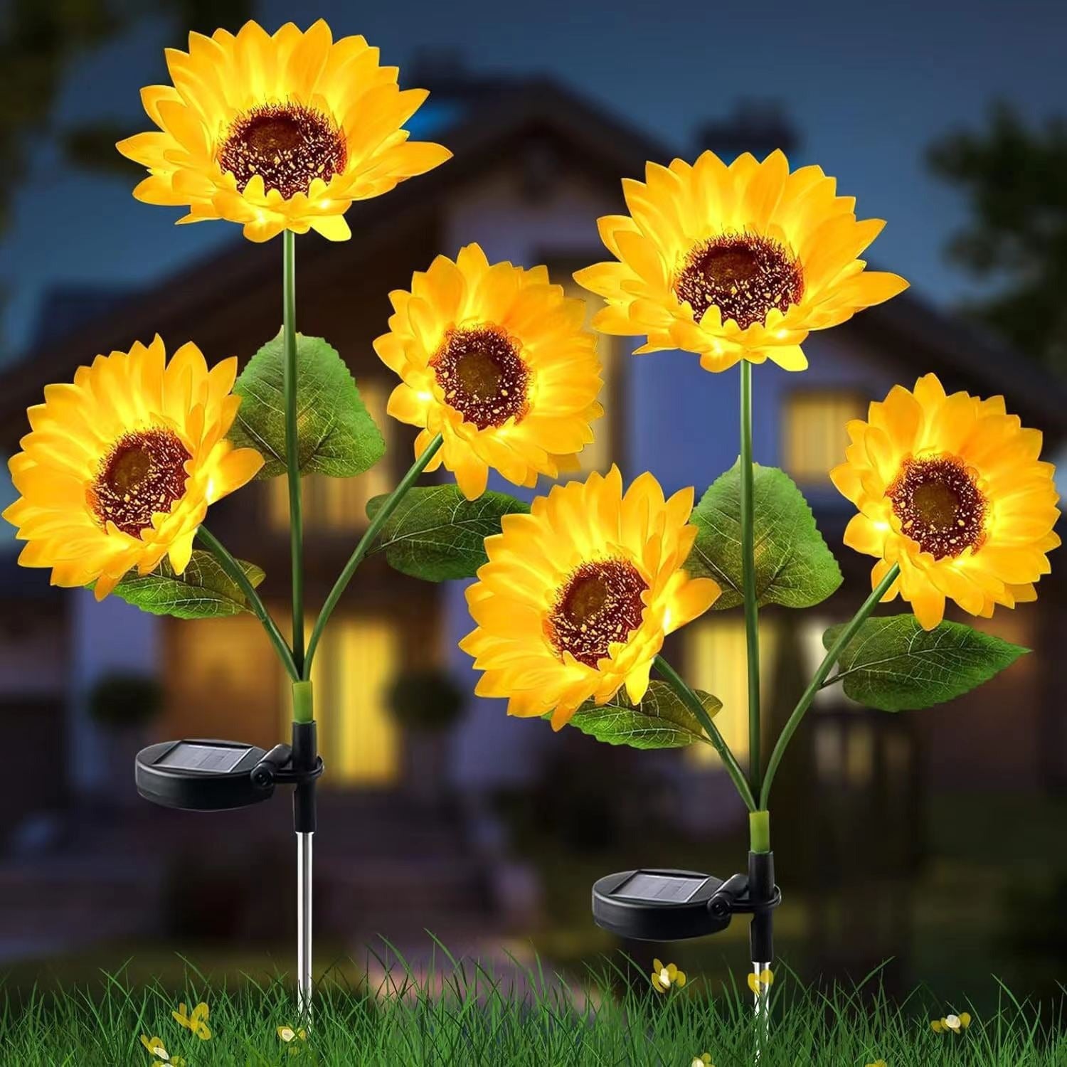 Lampă Solară LED 2/set,Model Floarea-Soarelui, 75cm Panou Solar Integrat Engros