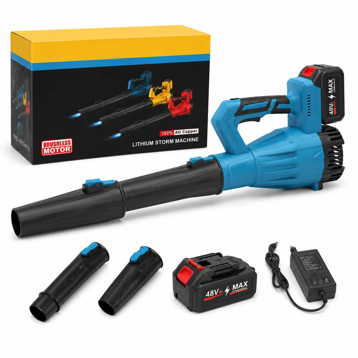Suflanta de Frunze Fara Fir 78cm, cu 2 Acumulatori 48V si Incarcator, Portabila, 5000-18000 RPM, Debit Aer 4.1 m³/min Engros