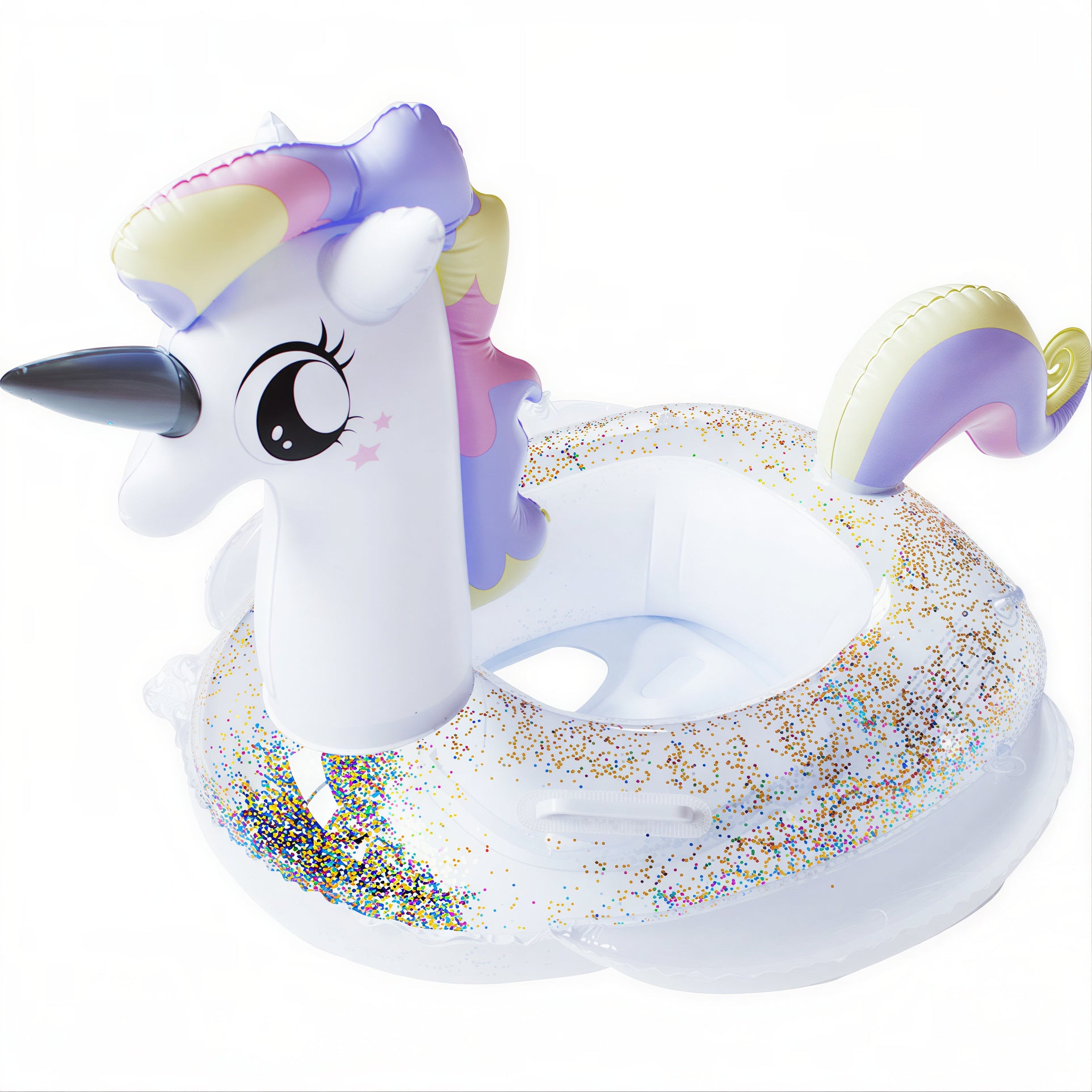 Colac Gonflabil Copii 85cm, Unicorn Multicolor cu Sclipici Engros