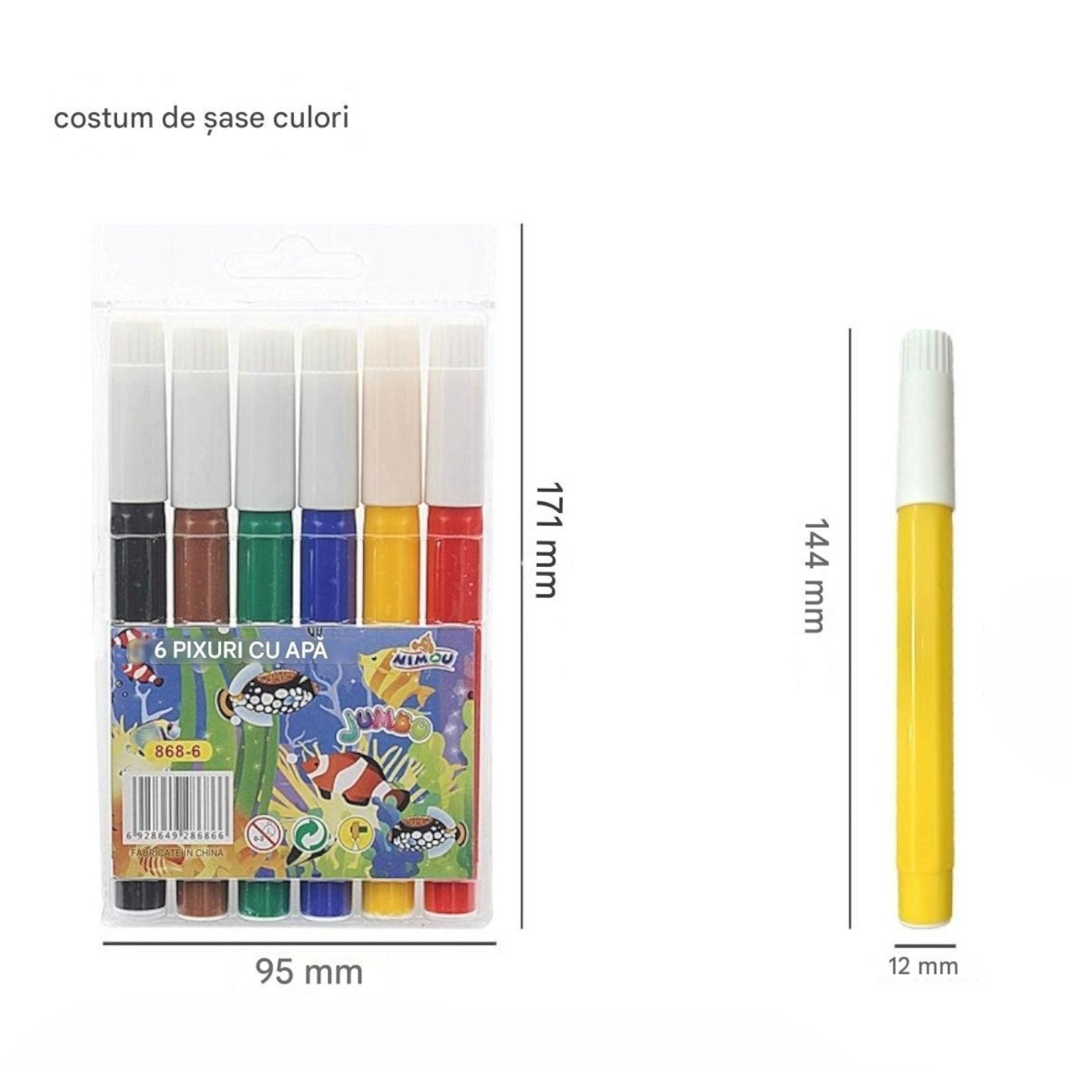 Carioci 6/Set, Pe Baza de Apa, 12 cm Engros