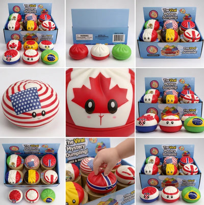 Jucărie Squishy Dumpling 12/set, în Cutie Plastic, 9cm, Antistres, Model Cupa Mondiala Fotbal Engros