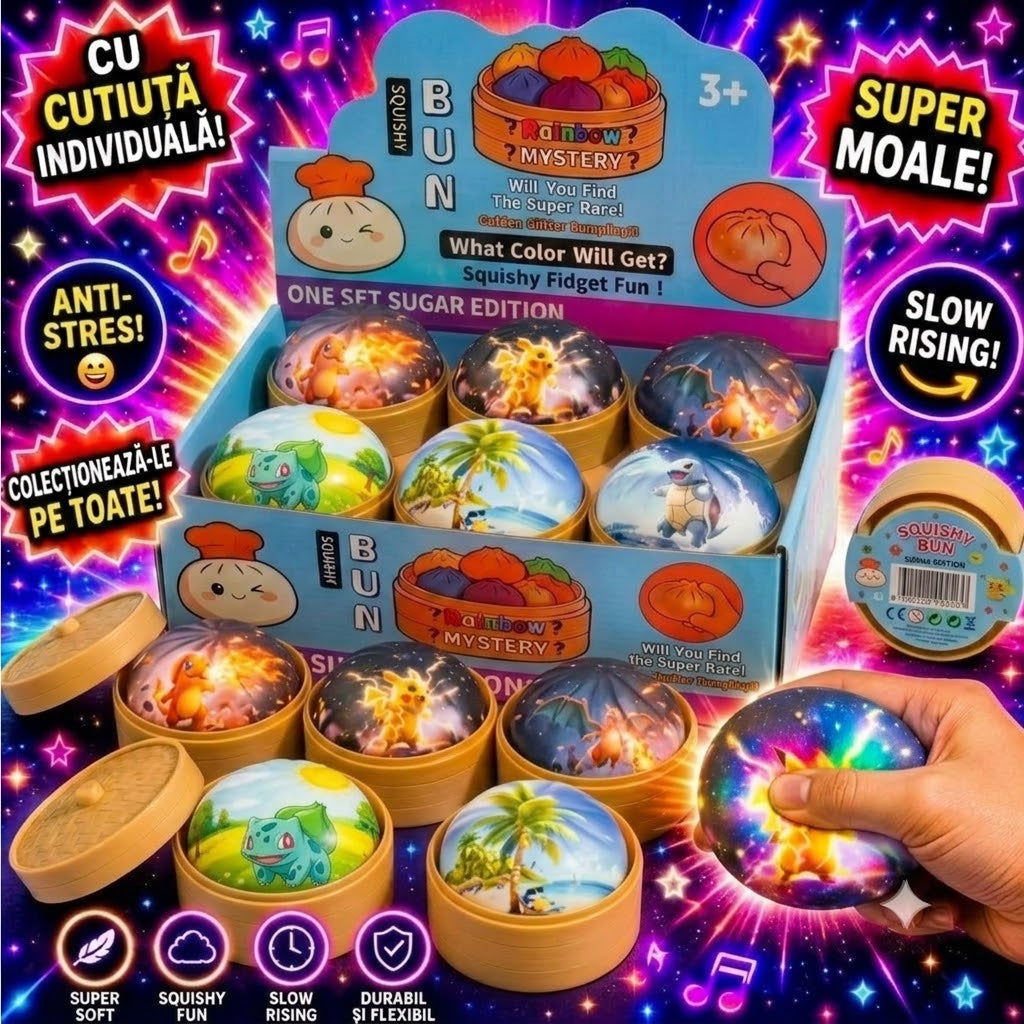 Jucărie Squishy Dumpling 9cm, în Cutie Plastic, Antistres, Model Creaturi Magice Engros