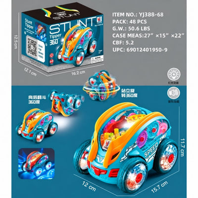 Masinuta Cascadorii Stunt Tipper 360°, 15.7x12x11.7cm. cu Lumini LED, Sunete, Rotire si Miscare Automata Engros