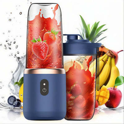 Blender Portabil 19.5x8.5cm, Reîncărcabil 400ml cu 2 Căni și Capace 15x8cm, Mixer Smoothie cu Acumulator USB, pentru Fructe si Legume Engros