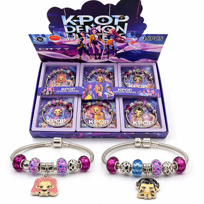 Bratara Stil Pandora 18/set, cu Margele Colorate si Pandantiv K-Pop Demon Hunters, Diferite Modele Engros