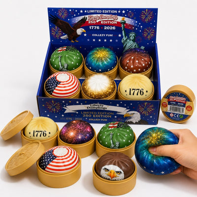 Jucărie Antistres Squishy Liberty Dumplings 9cm, în Cutie Plastic, Ediție Limitată 250 Edition 1776-2026, Slow Rising, Diferite Modele Engros