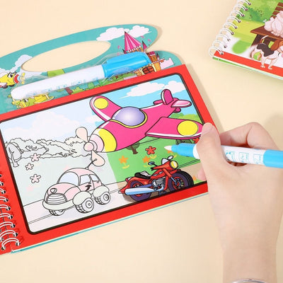 Cărți Magice de Colorat cu Apă 22x20cm cu Mâner și Cariocă Reutilizabilă, Pagine Reutilizabile care Dezvăluie Culori Ascunse Diferite Modele Engros