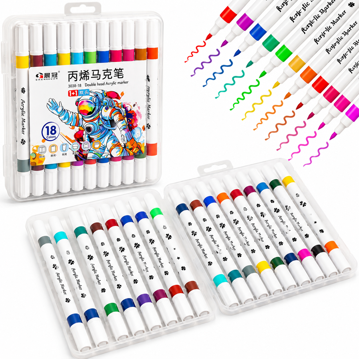 Markere Colorate 18/set in Gentuta Transparenta 14cm din Plastic Engros