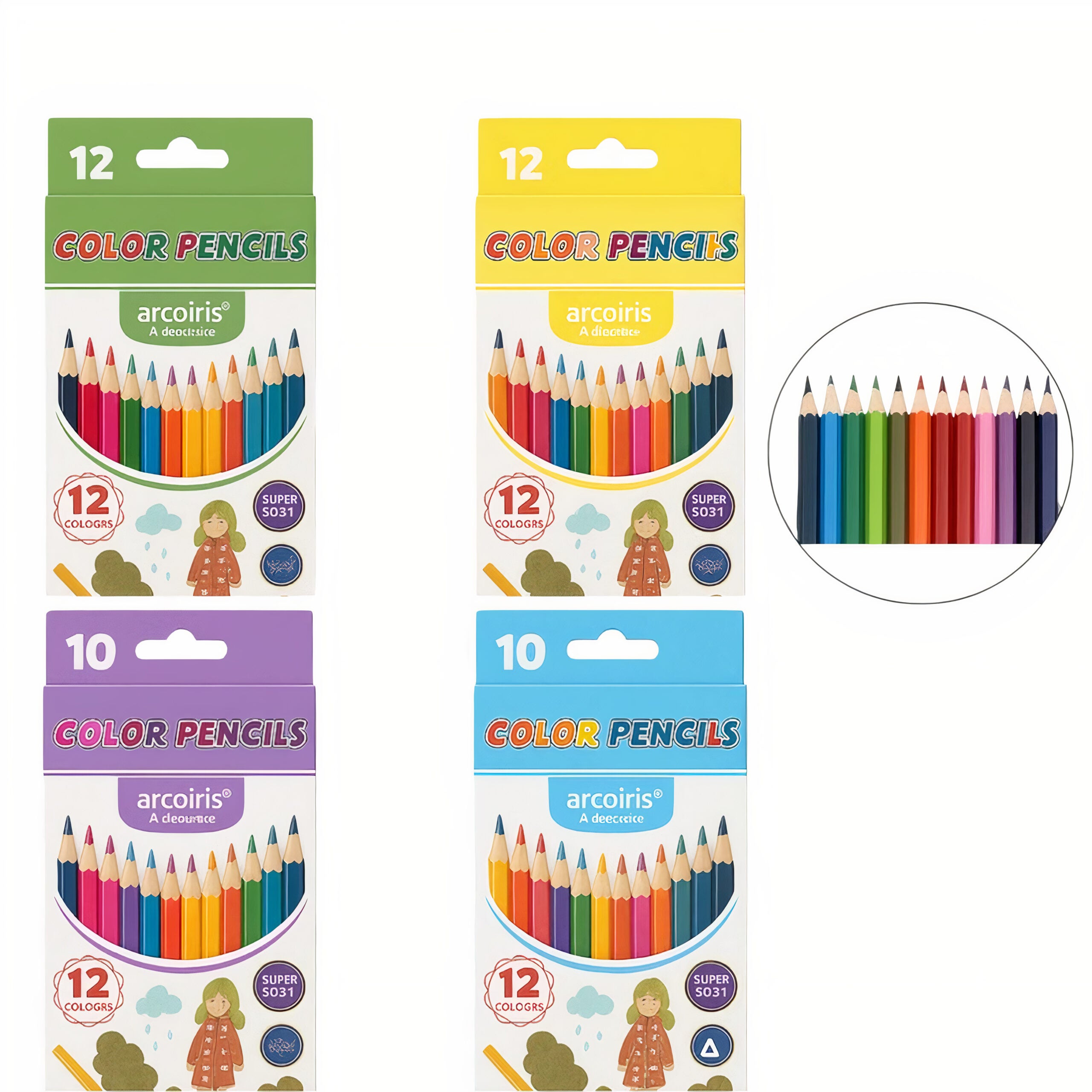 Creioane Colorate 17cm Clasice 12 Culori, din Lemn 102/set Diferite Culori Engros