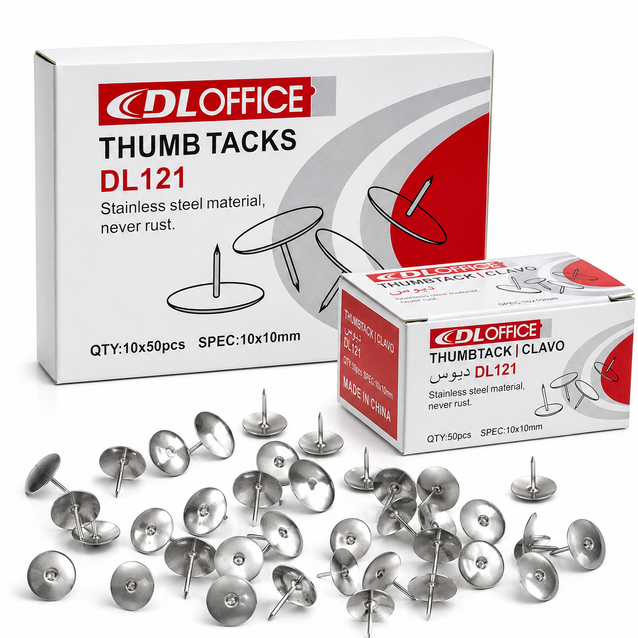 Pioneze DL121, Otel Inoxidabil, 10x10mm, 50 Buc/Set, 10 Seturi/Cutie Engros