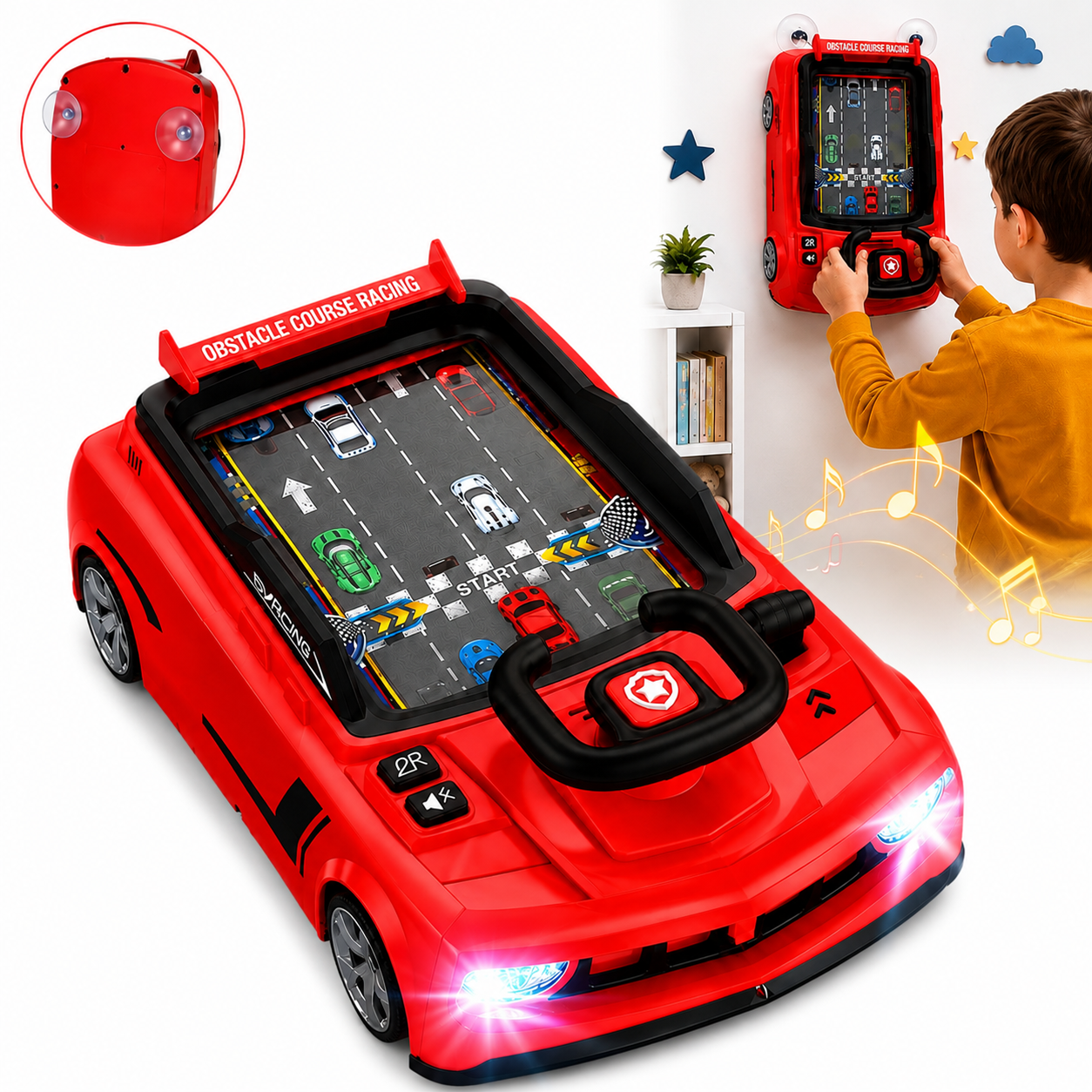 Simulator Auto Interactiv 39.3x24x13.9cm, Masina de Curse cu Volan, Pista, Lumini si Sunete Engros