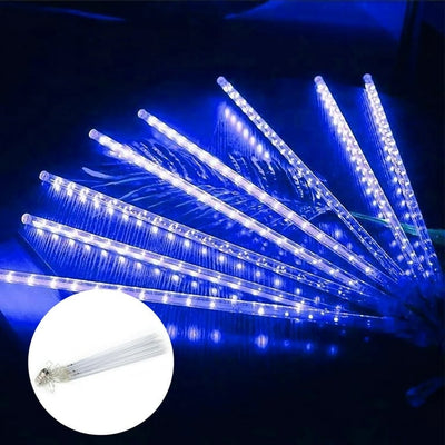 Instalatie LED 3m de Craciun 30cm, ALB CALD Model Ploaie de Meteoriti 8 Tuburi cu Cablu de Alimentare si Mufa de Conectare Engros