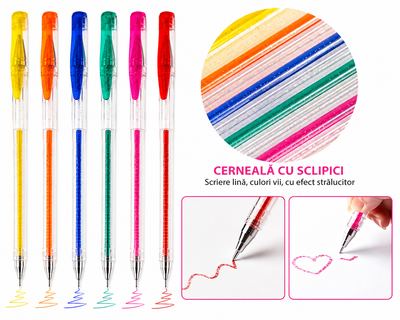 Pix cu Gel Glitter 6/set, Diferite Culori Engros