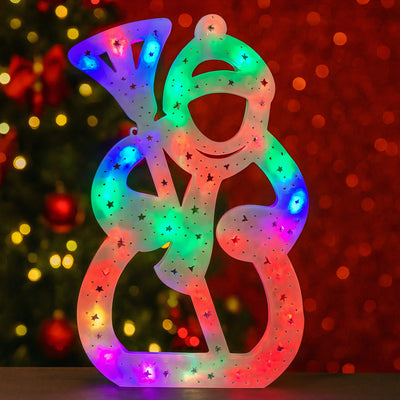 Decorațiune de Crăciun 41.5x25.5cm, cu Lumină LED Multicoloră, Model Om de Zăpadă 3D Engros