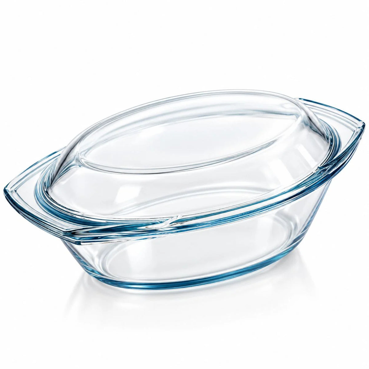 Vas Termorezistent Yena Mijotex 3L, Oval, cu Capac, 35.4x21cm, din Sticla Transparenta Engros
