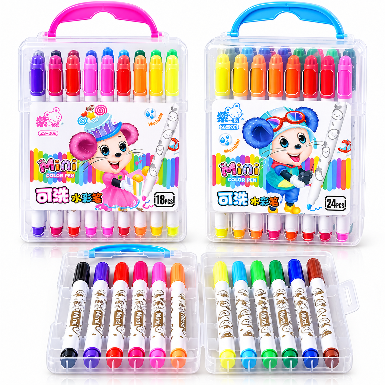 Carioci pe Baza de Apa 18/Set, in Gentuta Transparenta, Diferite Culori, 14 cm Engros