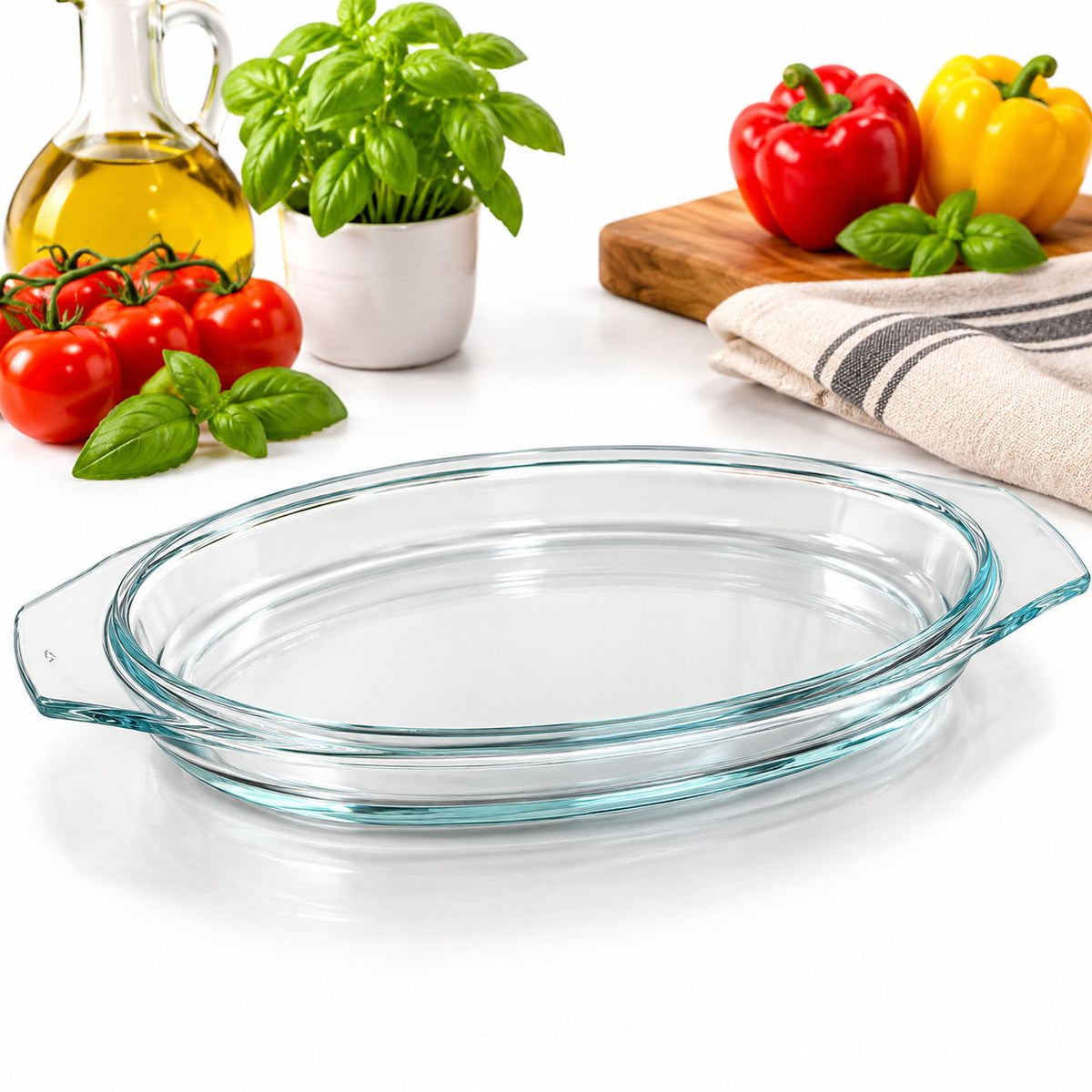 Vas Termorezistent 6/set, Yena Mijotex 1.5, Oval, din Sticla 29x17.5x3cm, Transparenta Engros