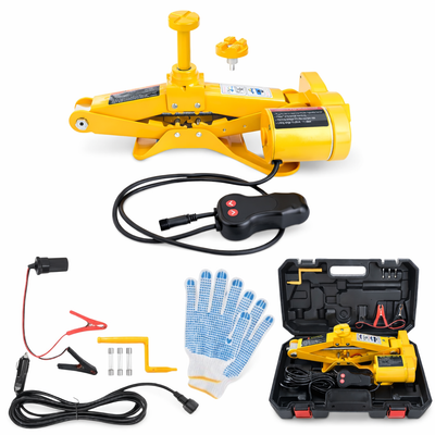 Cric Electric Auto 3T, 40x15.5cm Ridicare 12-42cm, Elevator tip Foarfecă pentru Schimbarea Anvelopelor cu Telecomandă, Set Complet cu Accesorii, Portabil în Cutie Engros