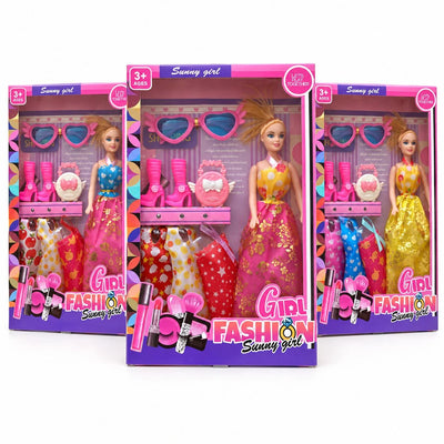 Papusa din Plastic 26cm, cu 3 Rochite de Schimb si Accesorii, Diferite Modele Engros