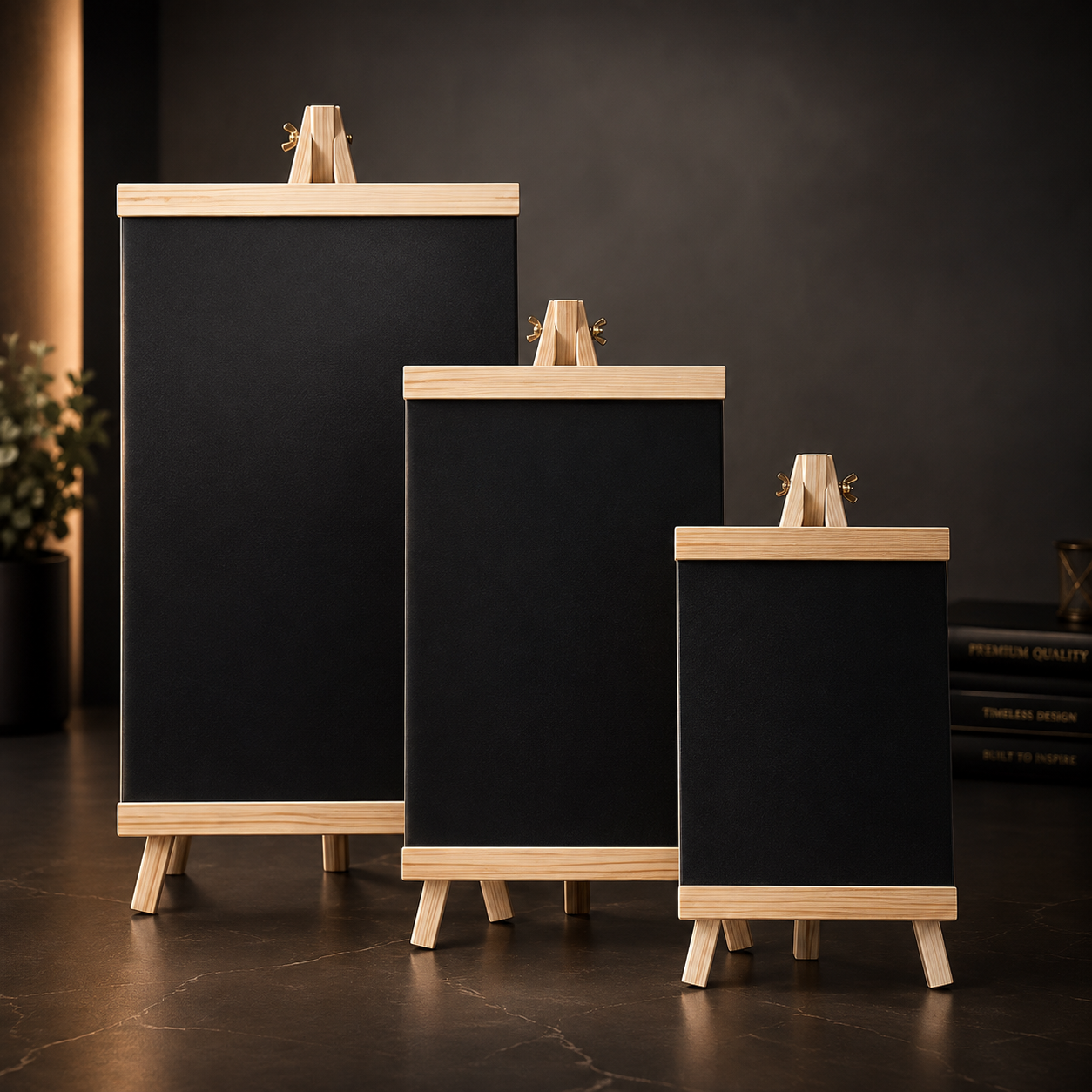 Tabla Neagra 30x59cm, de Scris cu Șevalet din Lemn, pentru Cretă, Pliabilă, Reutilizabilă Engros