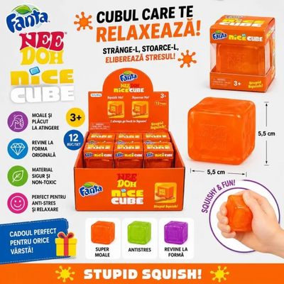 Jucărie Antistres NeeDoh Nice Cube Portocaliu 5.5CM – Cub Squishy Engros