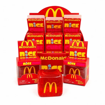 Jucărie Antistres NeeDoh Nice Cube Roșu cu Galben 5.5CM – Cub Squishy Elastic pentru Relaxare și Distracție Engros