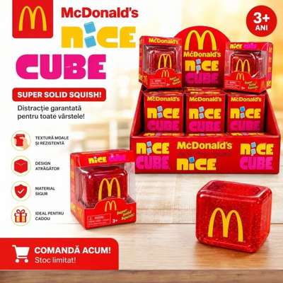 Jucărie Antistres NeeDoh Nice Cube Roșu cu Galben 5.5CM – Cub Squishy Elastic pentru Relaxare și Distracție Engros