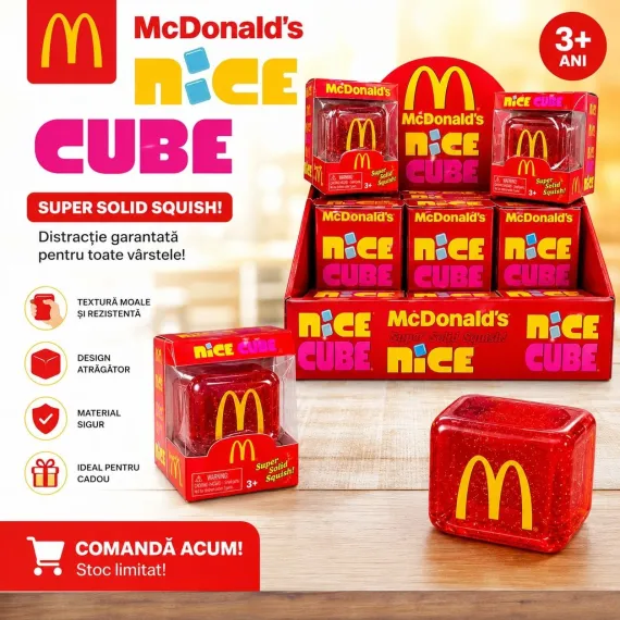 Jucărie Antistres NeeDoh Nice Cube Roșu cu Galben 5.5CM – Cub Squishy Elastic pentru Relaxare și Distracție Engros
