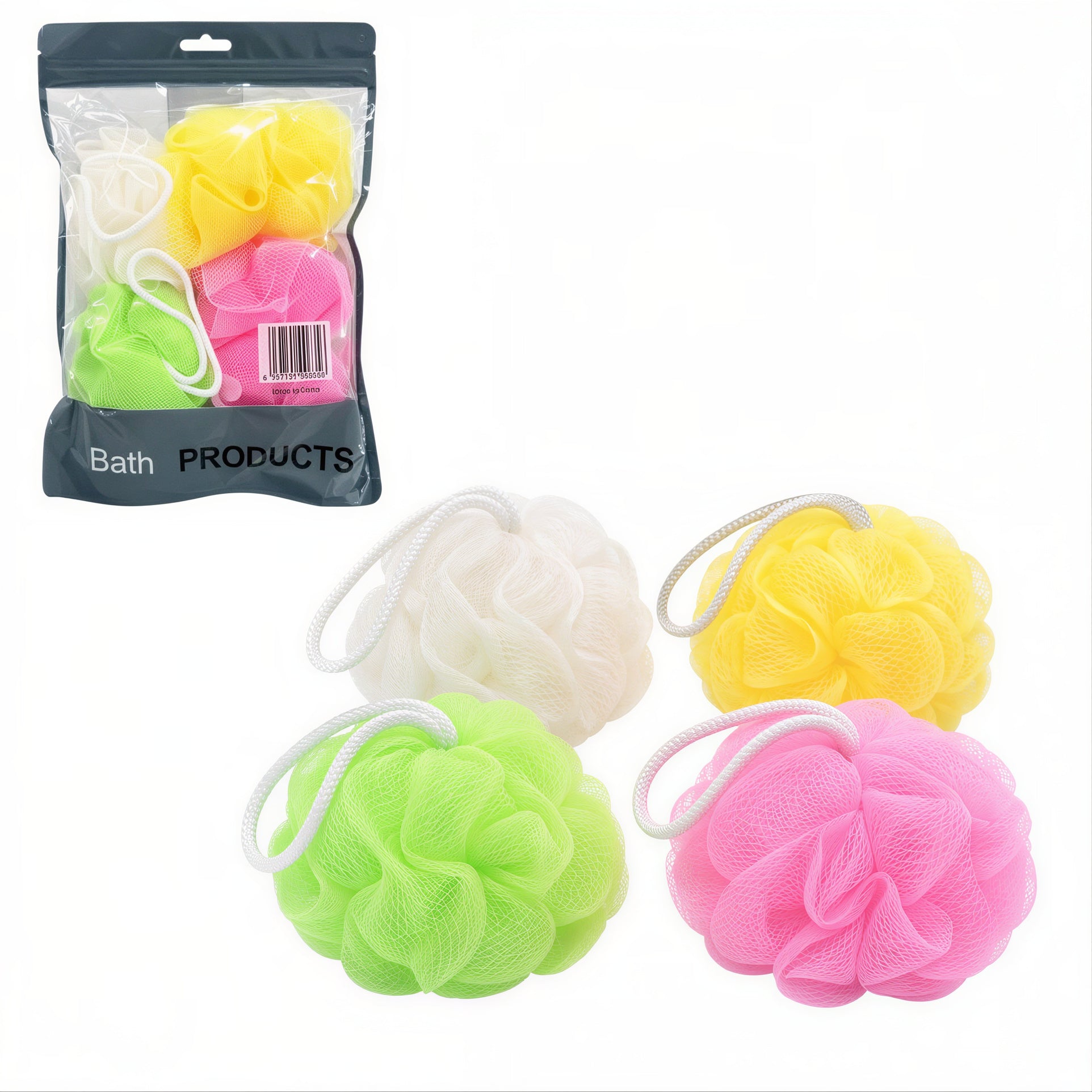 Bureți de Baie din Plasă cu Șnur, 4/set Diferite Culori Engros