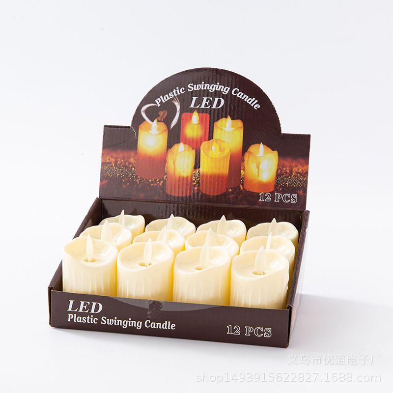 Lumânări LED Decorative 12/set, Decorative 6.5x5cm, din Plastic cu Efect Flacără Realistă Engros