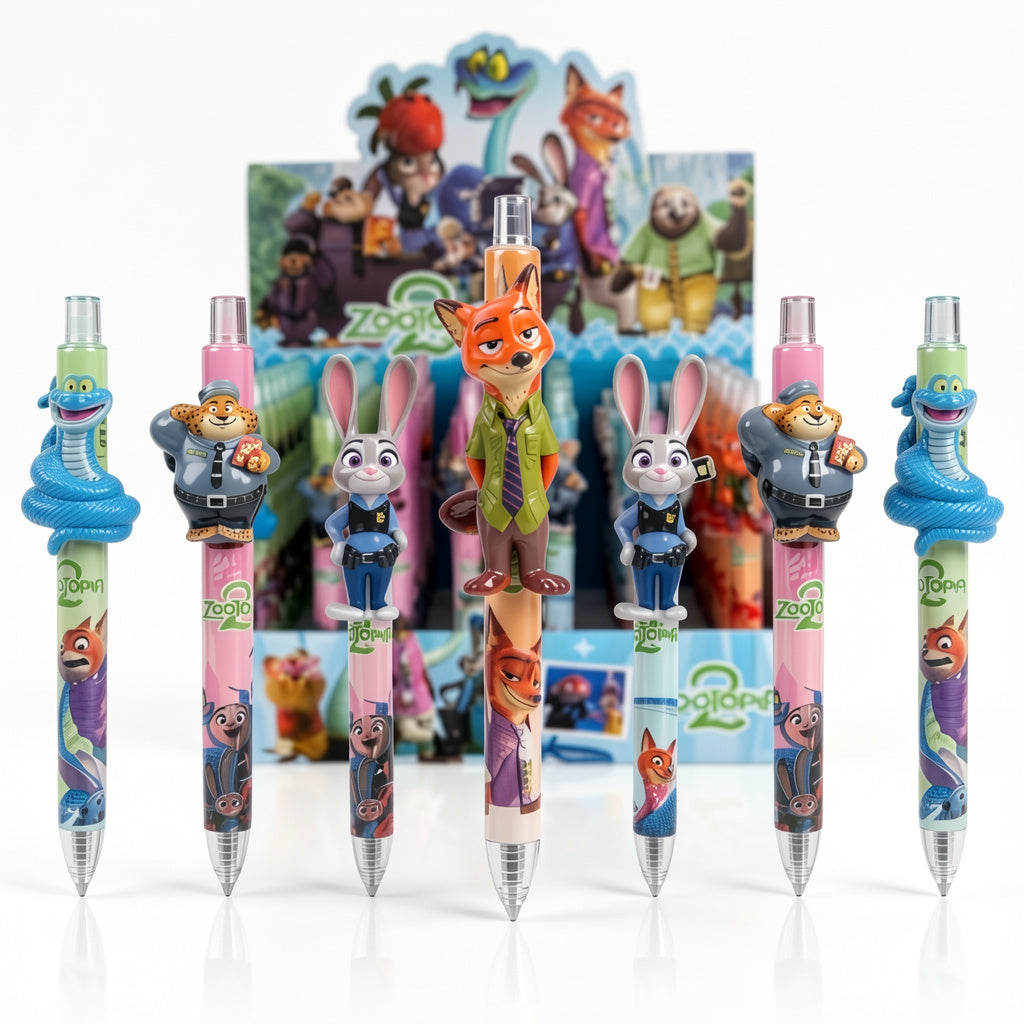 Pix cu Gel 48/Set, Cerneală Albastră 14.5cm, cu Figurine Animale, Diferite Modele Engros