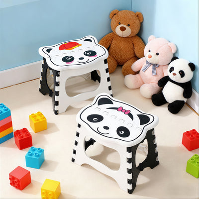 Scăunel Pliabil pentru Copii 20x19x24cm, Model Panda, din Plastic Portabil Engros