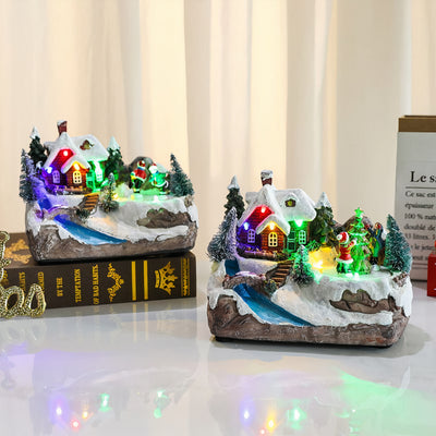 Decoratiune de Craciun 13x16x10cm, cu Lumină LED, Muzică și Scena Rotativa Engros