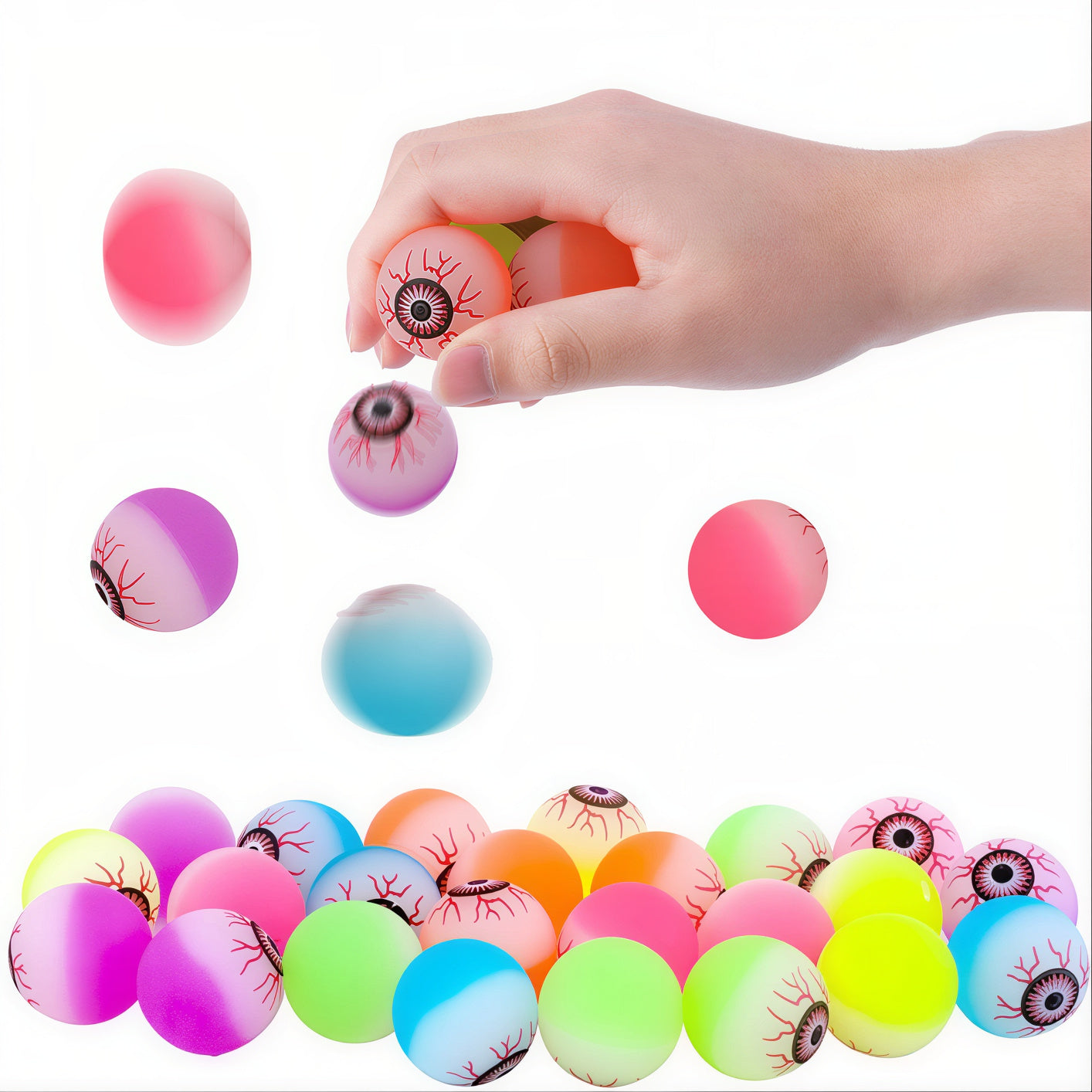 Mingii Saltarete 25/set la Borcan 5cm, Model Ochi Multicolor Engros