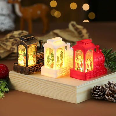 Tren LED 9x10cm, Decorațiune de Crăciun 12/set din Plastic, cu Lumină Caldă, Diferite Modele Colorate Engros