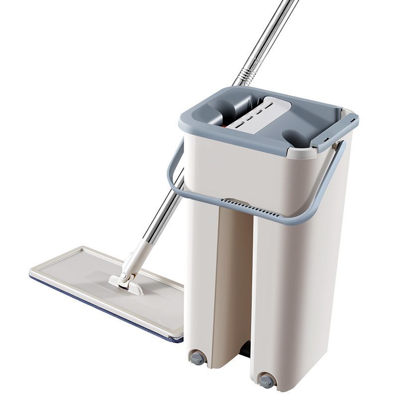 Mop Plat 33x12x121cm cu Găleată cu Stoarcere Automată și Sistem de Curățare 35x18cm Coada Metalica, Drenaj Dublu Engros